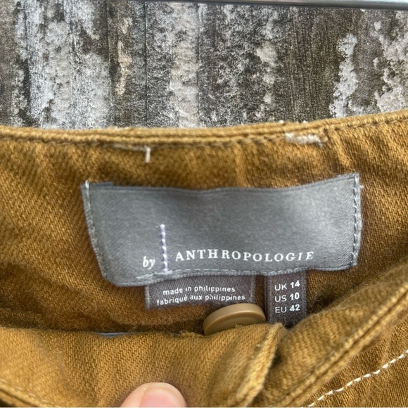 Anthropologie / Porter Wide Leg Cropped Pants / Spicy Mustard Brown / Size 10 - Picture 5 of 9